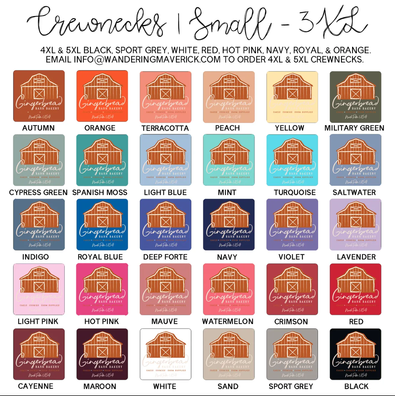 Gingerbread Barn Bakery Crewneck (S-3XL) - Multiple Colors!