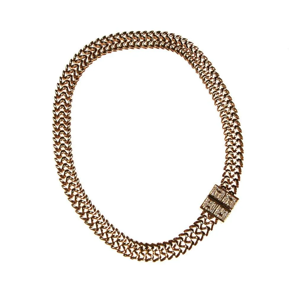 Givenchy Gold Chain Necklace with Rhinestone Logo Clasp