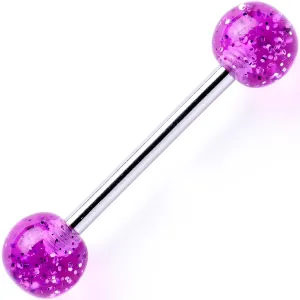 Glittering Grape GLITTER Barbell Tongue Ring