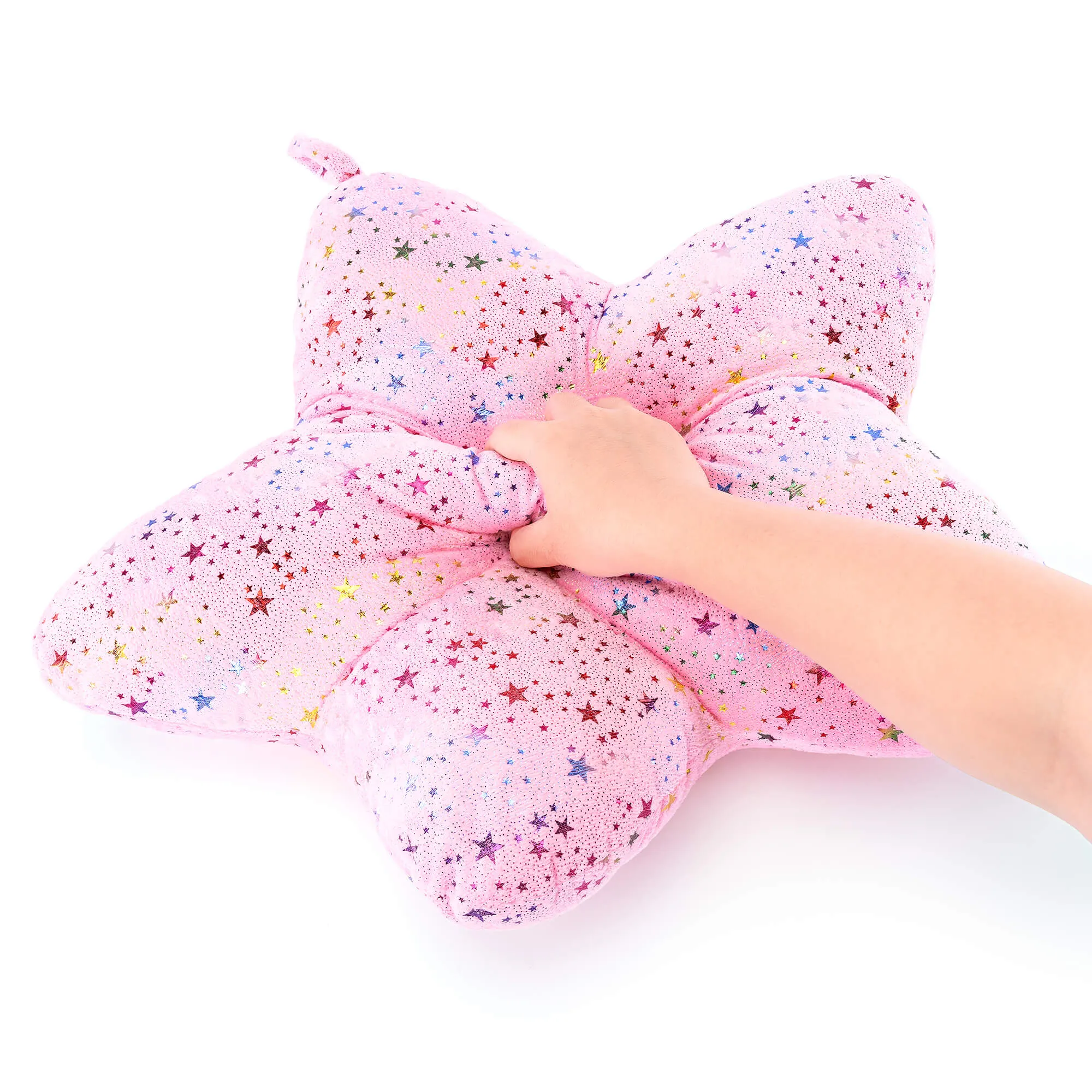 Gloveleya 20-inch Plush Fashion Pillow Ironing Colorful Stars Pillows Star Shaped Light Pink
