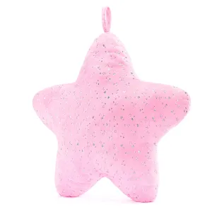 Gloveleya 20-inch Plush Fashion Pillow Ironing Silver Heart Pattern Star Shaped Pillows Light Pink