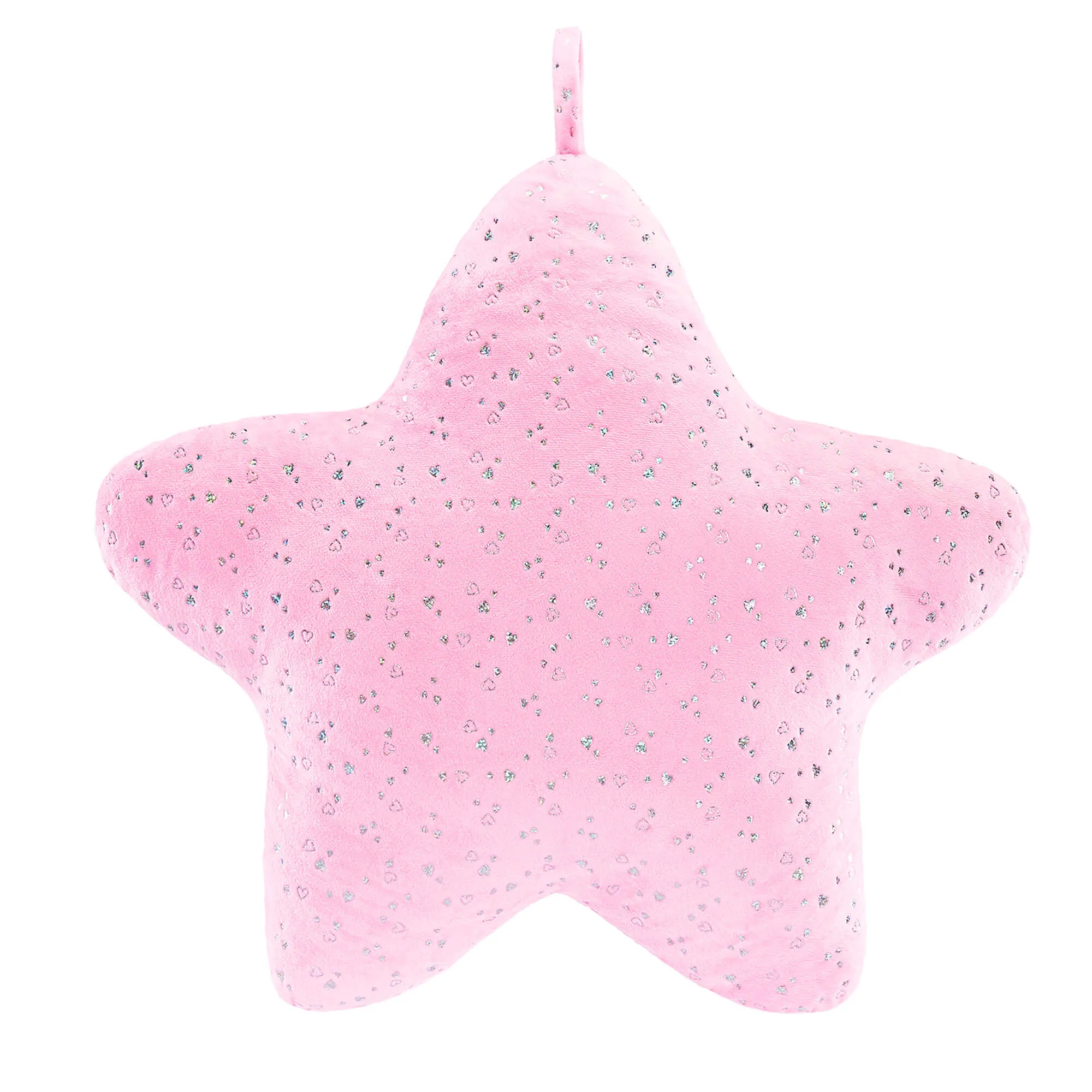 Gloveleya 20-inch Plush Fashion Pillow Ironing Silver Heart Pattern Star Shaped Pillows Light Pink