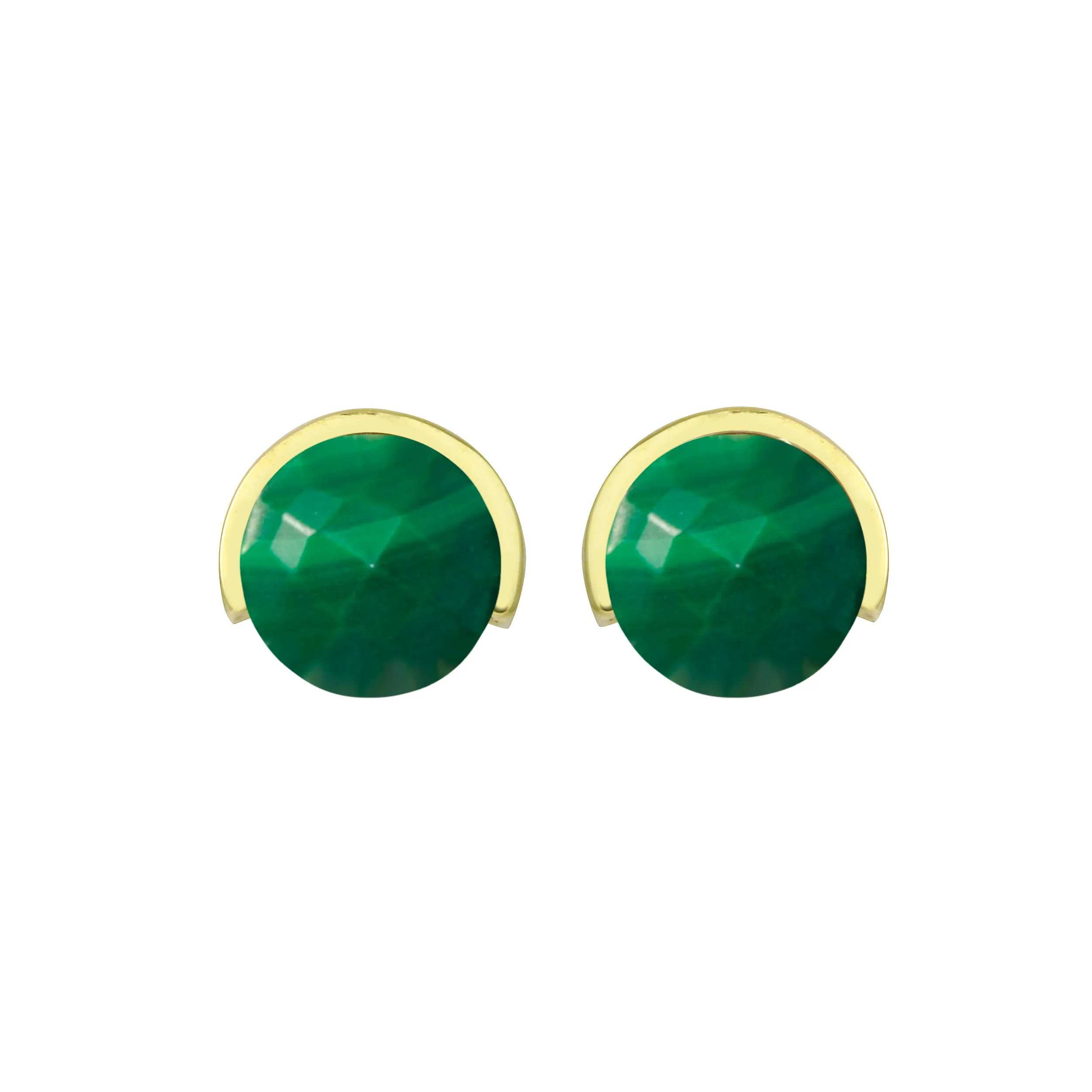 Half Bezel Gemstone Stud Earrings