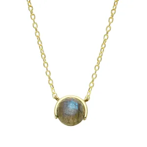Half Bezel Round Gemstone Necklace