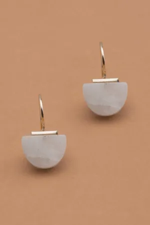 Half Moon Moonstone Fish Hook Earrings