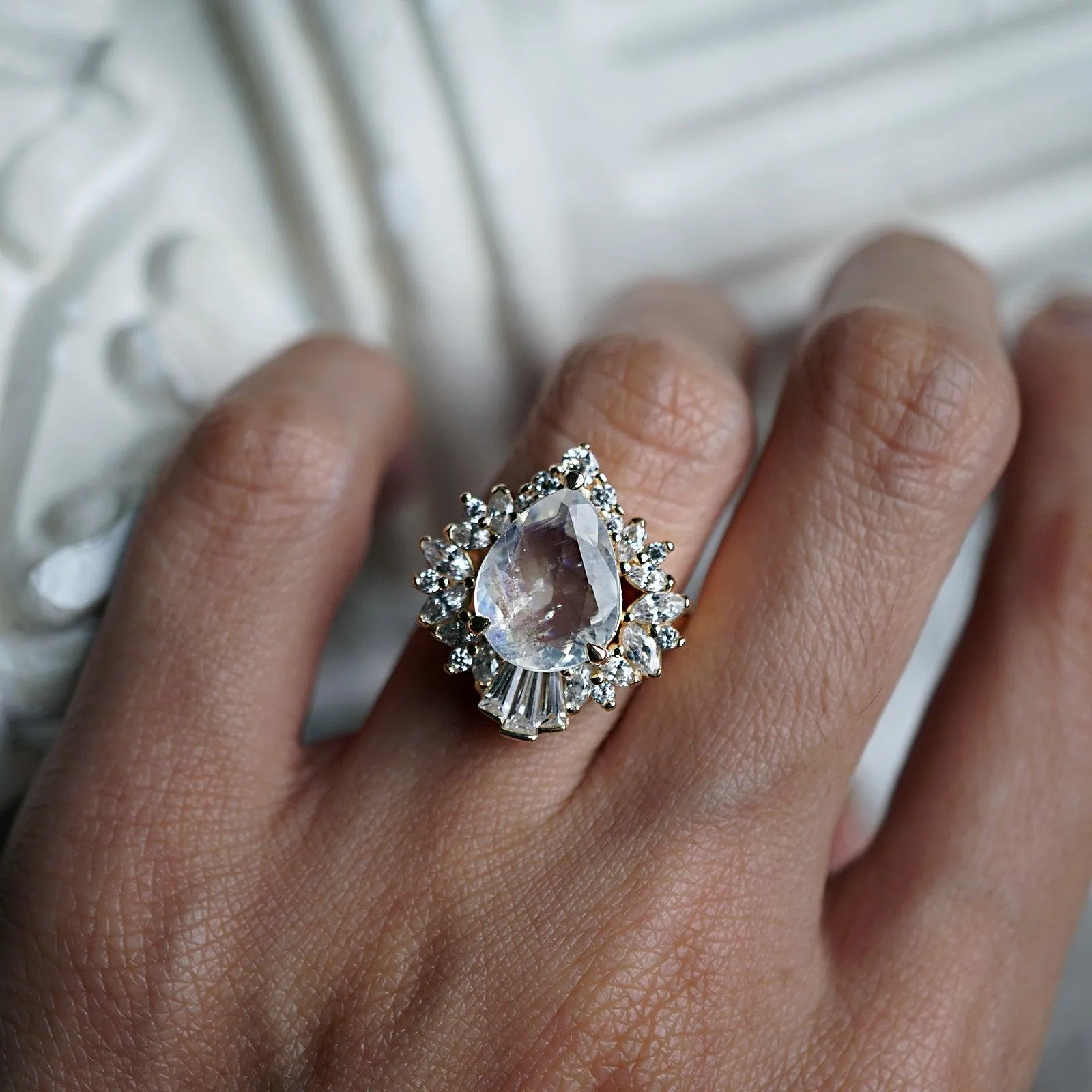 Hall Of Mirrors Moonstone Diamond Ring in 14K and 18K Gold