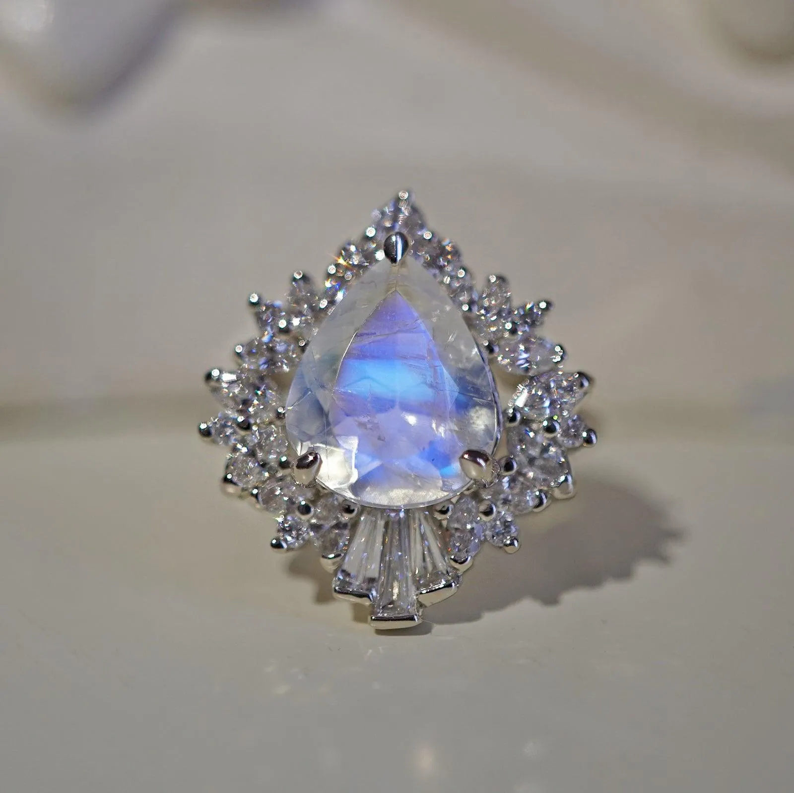 Hall Of Mirrors Moonstone Diamond Ring in 14K and 18K Gold