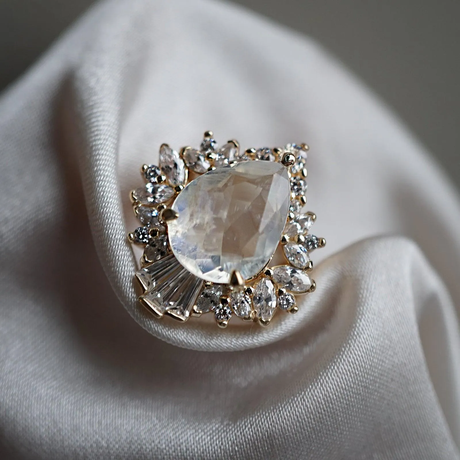 Hall Of Mirrors Moonstone Diamond Ring in 14K and 18K Gold