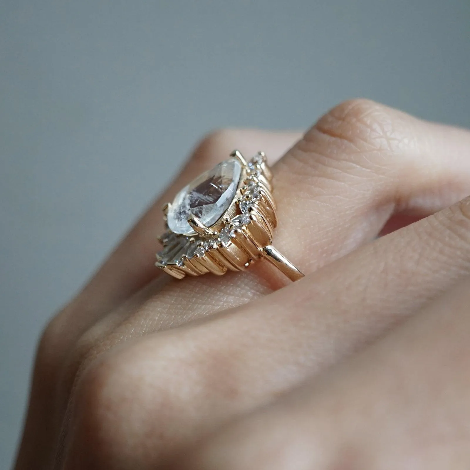 Hall Of Mirrors Moonstone Diamond Ring in 14K and 18K Gold