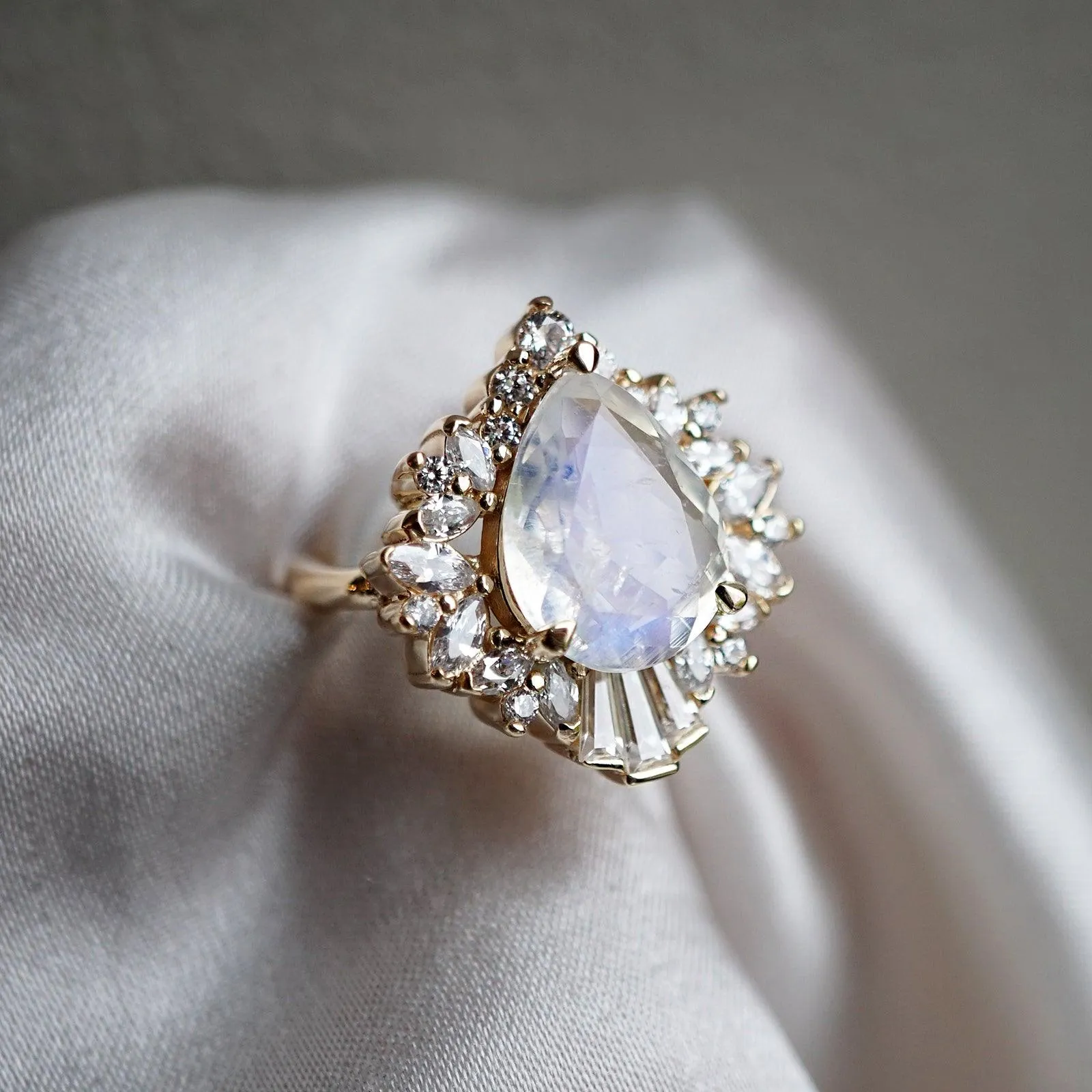 Hall Of Mirrors Moonstone Diamond Ring in 14K and 18K Gold