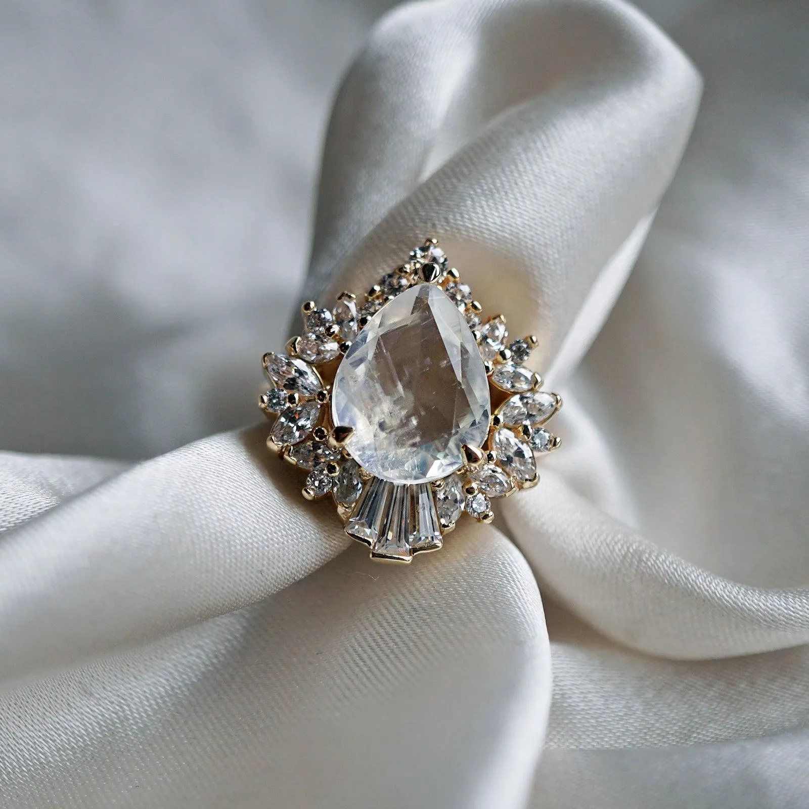 Hall Of Mirrors Moonstone Diamond Ring in 14K and 18K Gold
