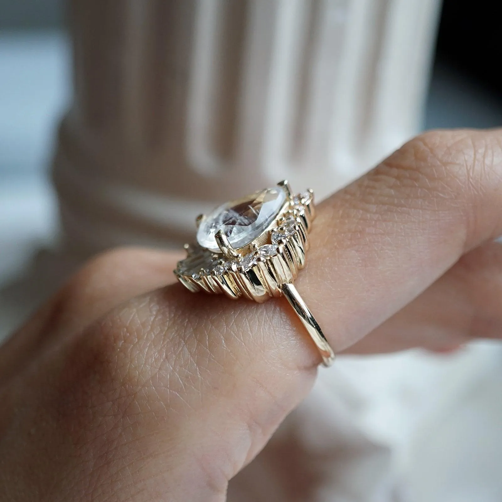 Hall Of Mirrors Moonstone Diamond Ring in 14K and 18K Gold