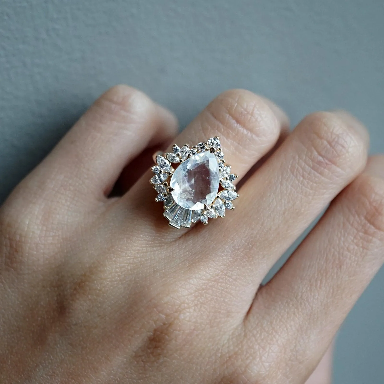 Hall Of Mirrors Moonstone Diamond Ring in 14K and 18K Gold