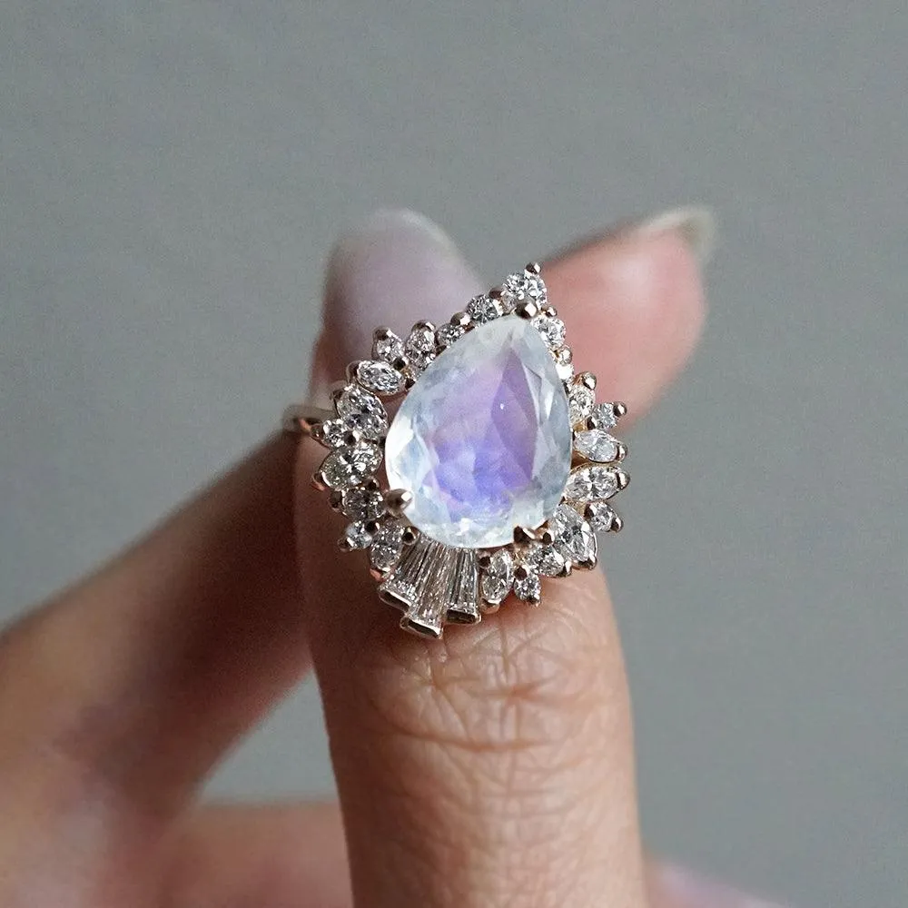 Hall Of Mirrors Moonstone Diamond Ring in 14K and 18K Gold