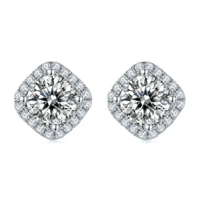 Halo Round 2ctw. Moissanite Stud Earrings and 2ct Moissanite Pendant Necklace Jewelry Sets