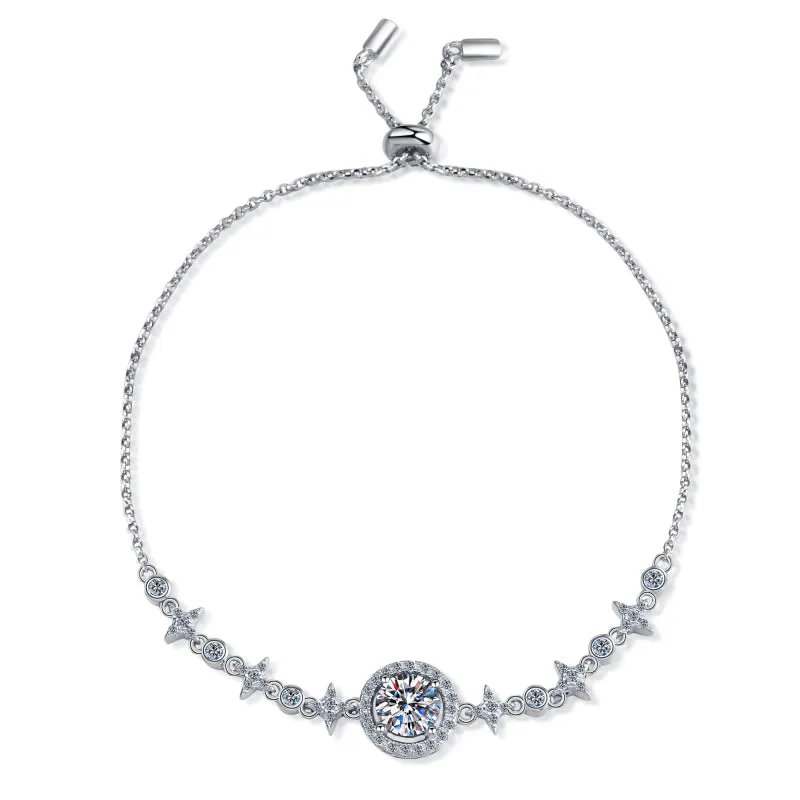 Halo Round Cut Moissanite Diamond Bracelet