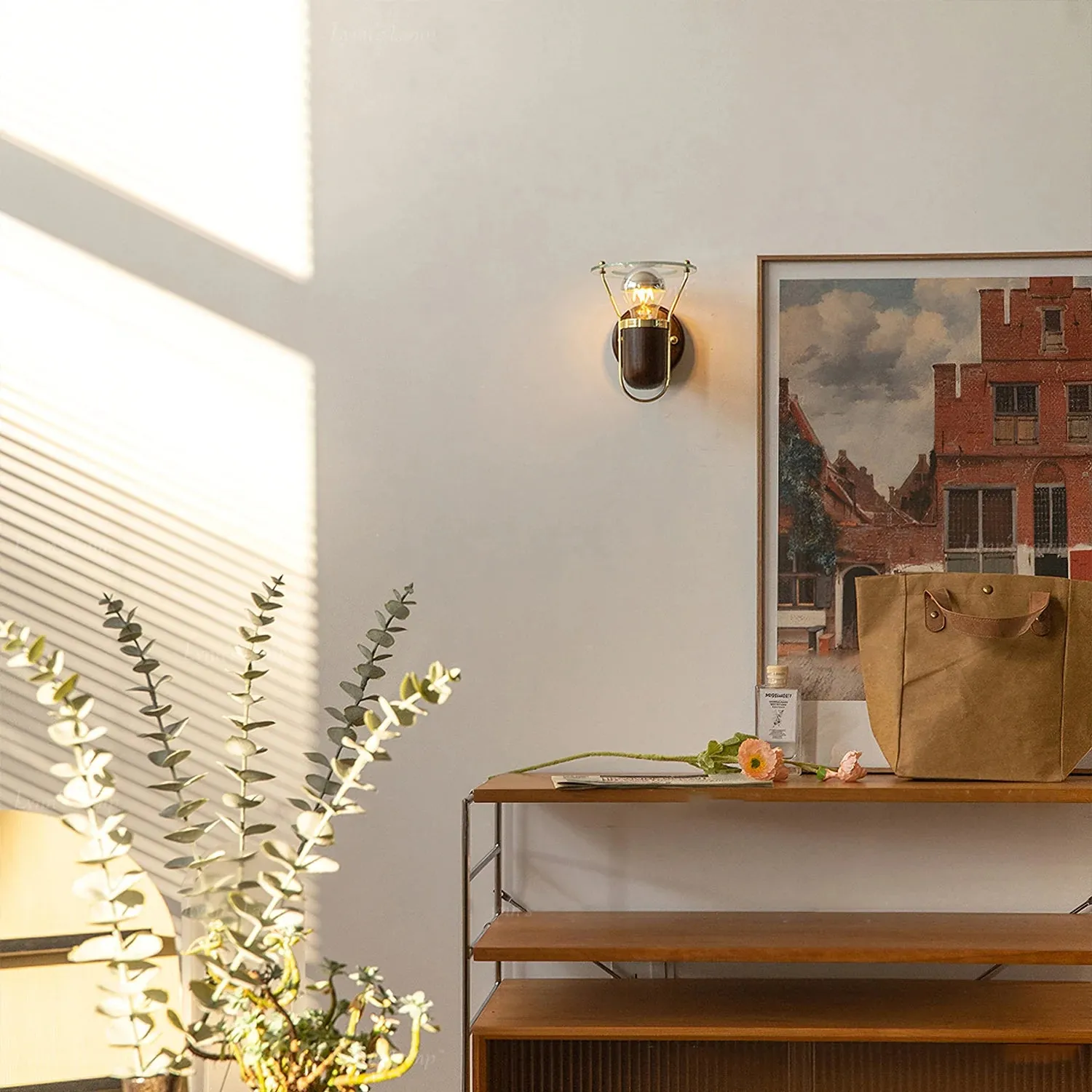 HE Vintage Walnut Wall Lamp