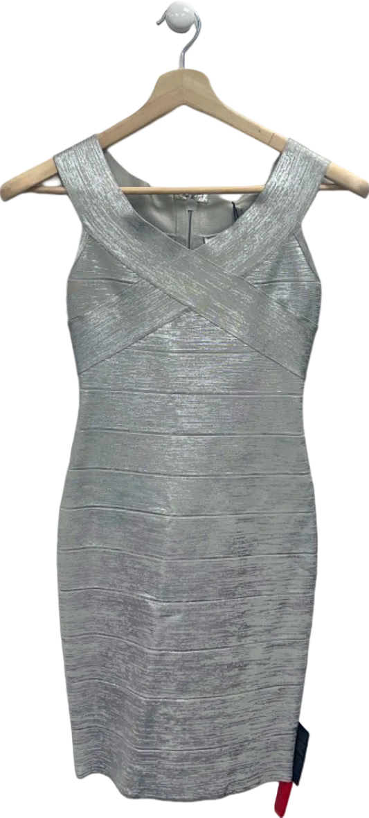 Herve Leger Silver Foil Bandage Dress S
