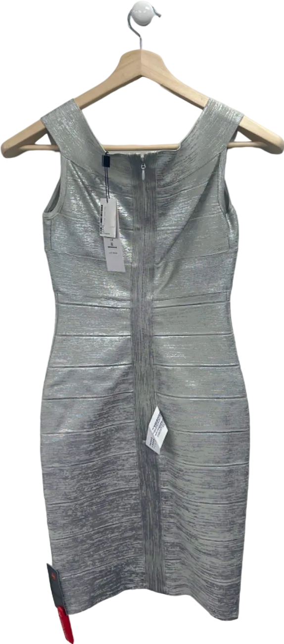 Herve Leger Silver Foil Bandage Dress S