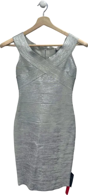 Herve Leger Silver Foil Bandage Dress S
