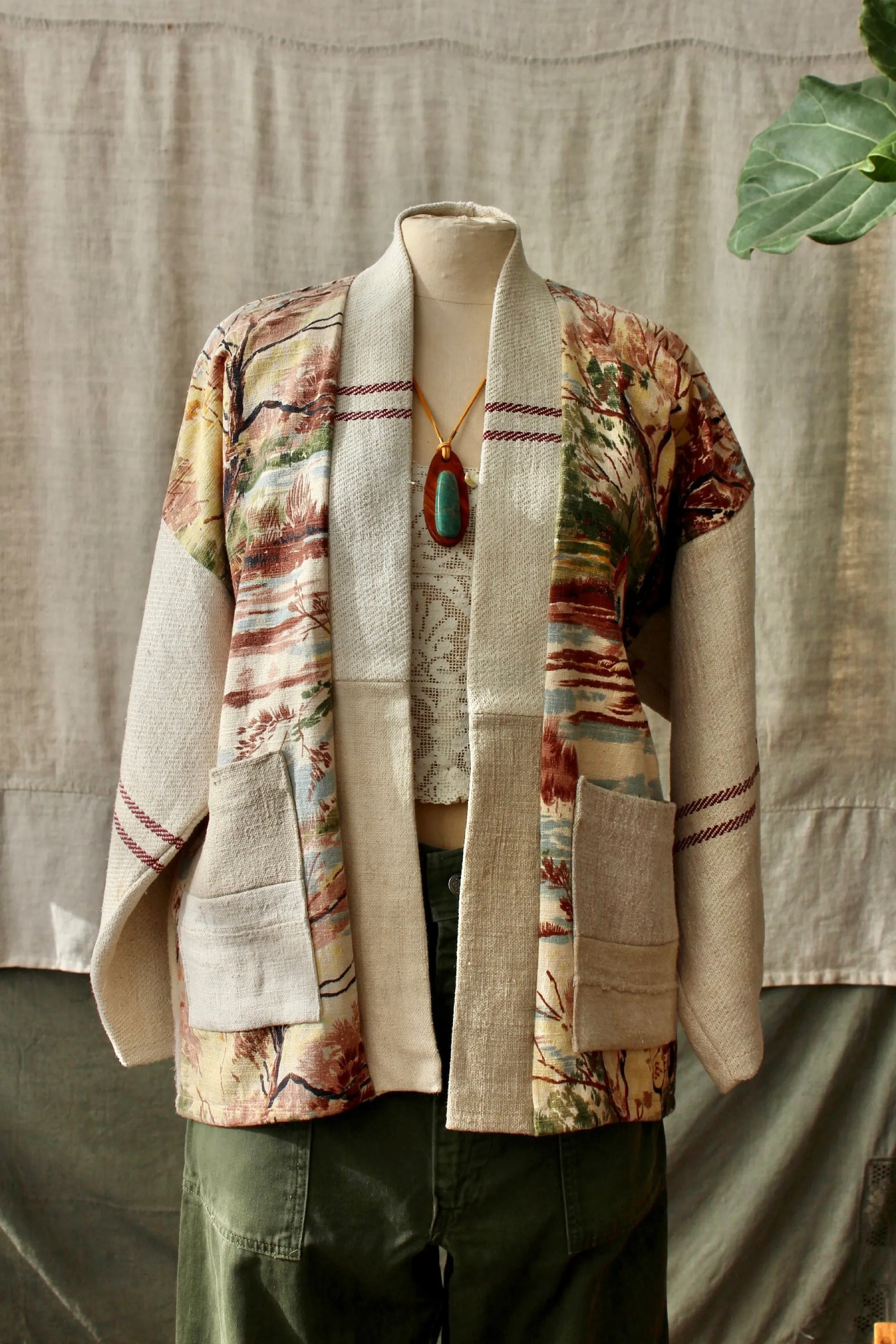 HF167  The Highlands Foundry Grain Sack Patched Haori Jacket
