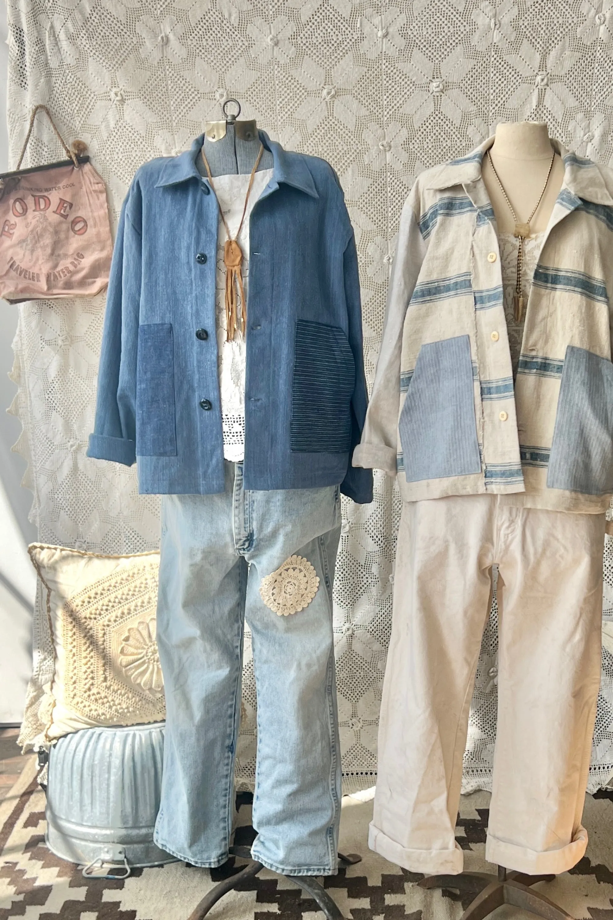 HF184 The Highlands Foundry Indigo Solid Grain Sack Utility Jacket