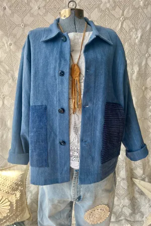 HF184 The Highlands Foundry Indigo Solid Grain Sack Utility Jacket