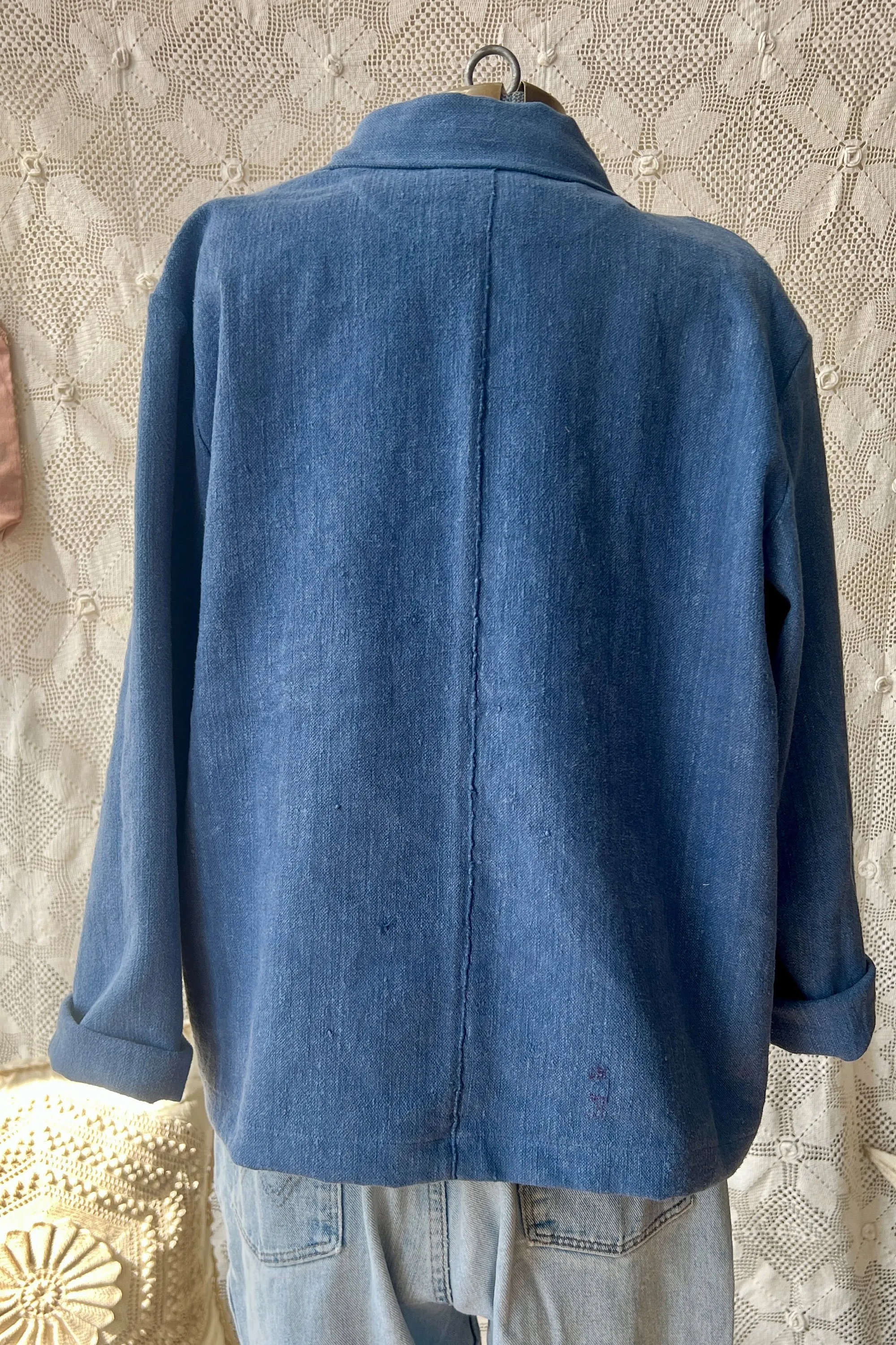 HF184 The Highlands Foundry Indigo Solid Grain Sack Utility Jacket