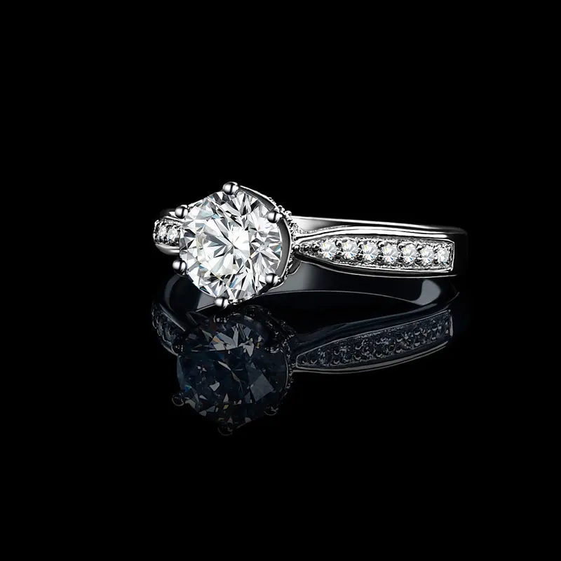 High Setting Round Moissanite Diamond Ring
