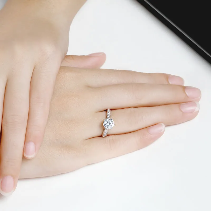 High Setting Round Moissanite Diamond Ring