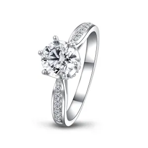 High Setting Round Moissanite Diamond Ring