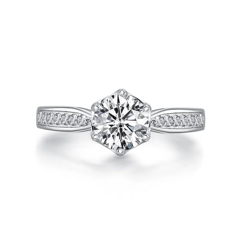 High Setting Round Moissanite Diamond Ring