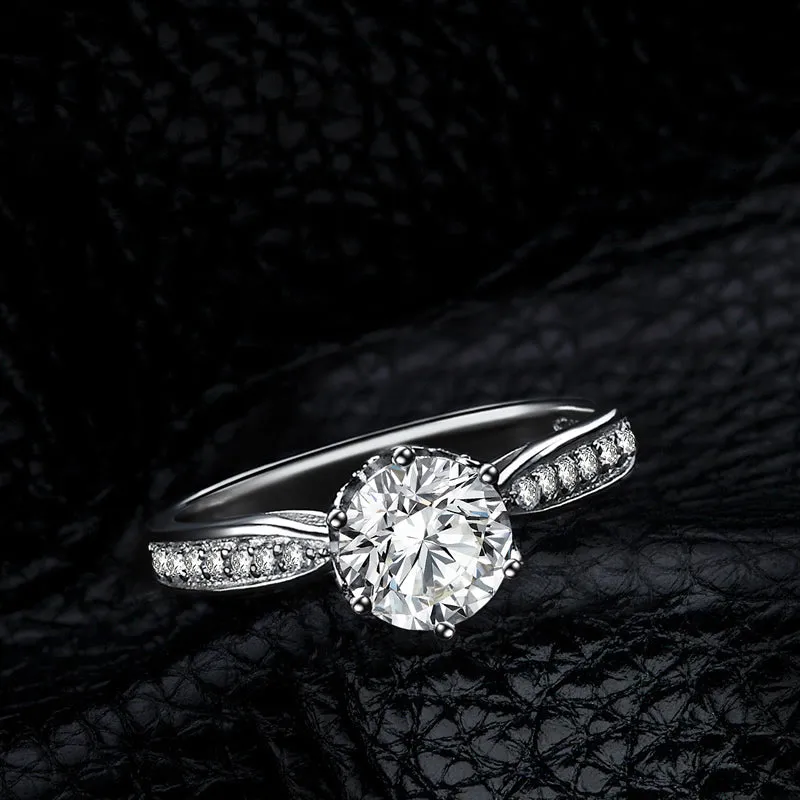 High Setting Round Moissanite Diamond Ring