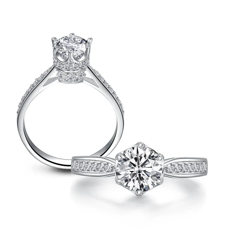 High Setting Round Moissanite Diamond Ring