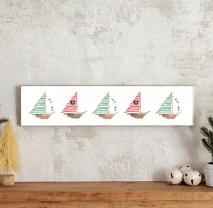 Holiday Sailboats Barn Wood Sign
