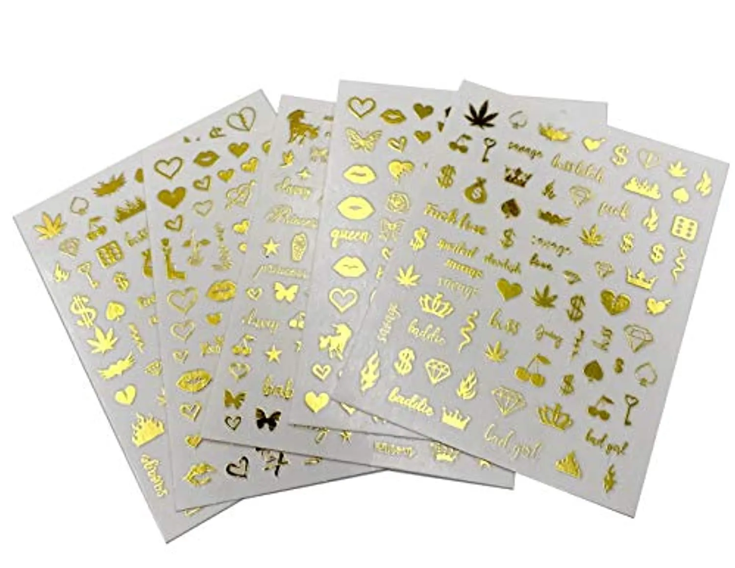 Impressed Authentic 5 Sheets Luxury Nail Art Stickers 500  Gold Customized Nail Decals for Fake Nail Design Decorations and Salon Nails Accessories