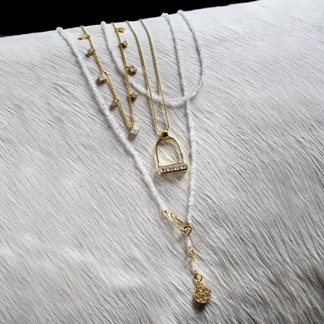 Keepsake - Moonstone and 14K Gold Vermeil English Stirrup Necklace