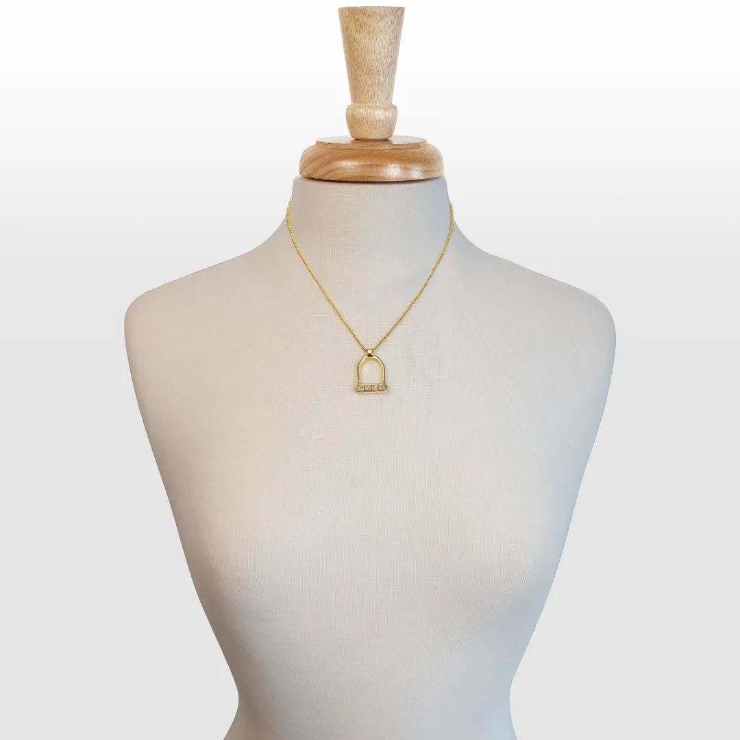 Keepsake - Moonstone and 14K Gold Vermeil English Stirrup Necklace