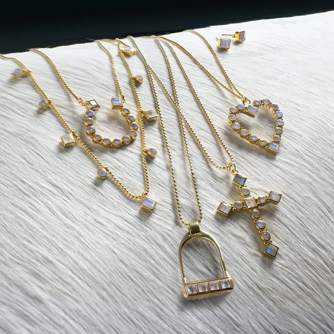 Keepsake - Moonstone and 14K Gold Vermeil English Stirrup Necklace