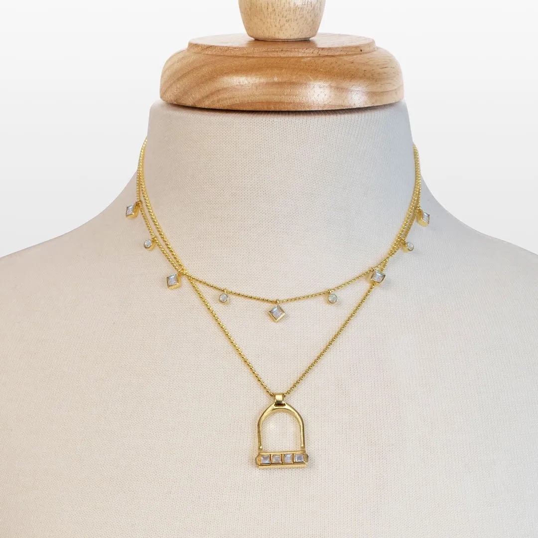 Keepsake - Moonstone and 14K Gold Vermeil English Stirrup Necklace