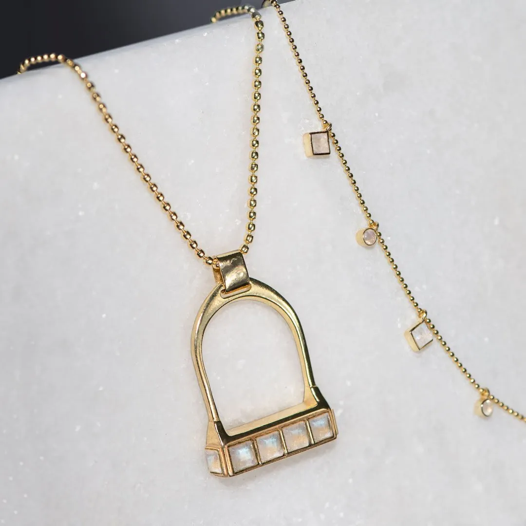 Keepsake - Moonstone and 14K Gold Vermeil English Stirrup Necklace