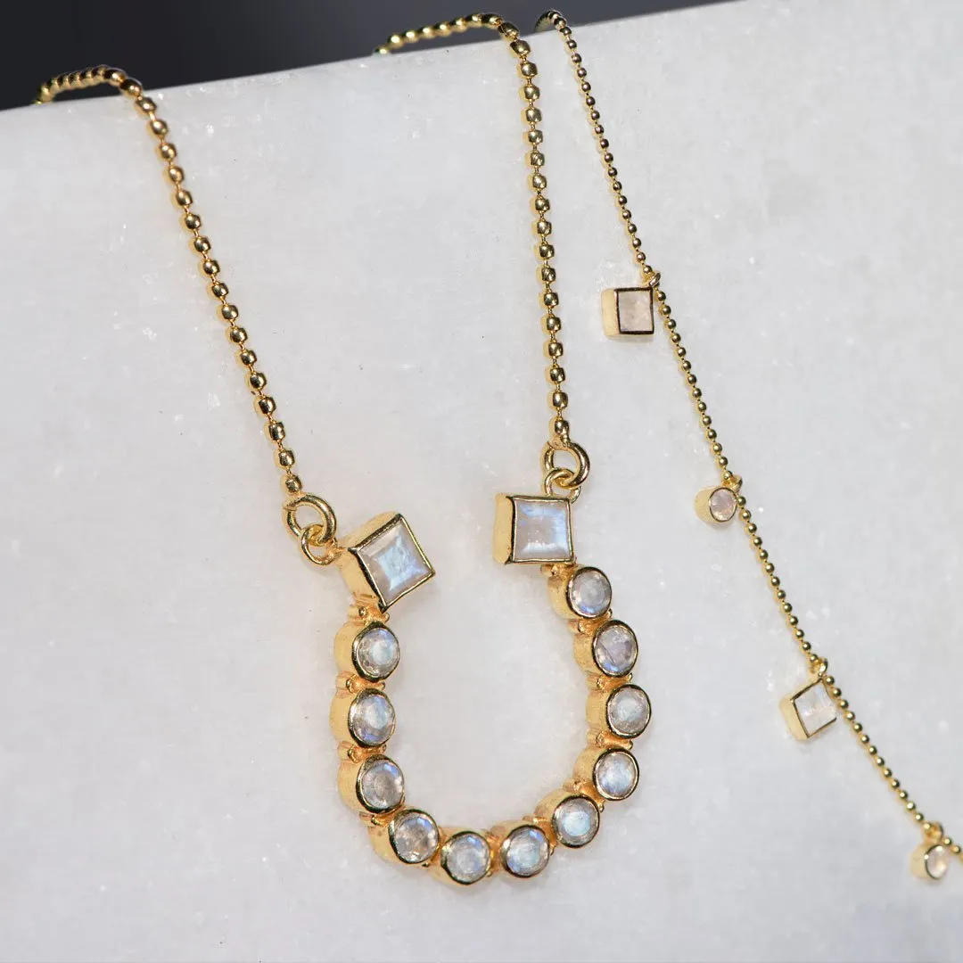 Keepsake - Moonstone and 14K Gold Vermeil Horseshoe Necklace