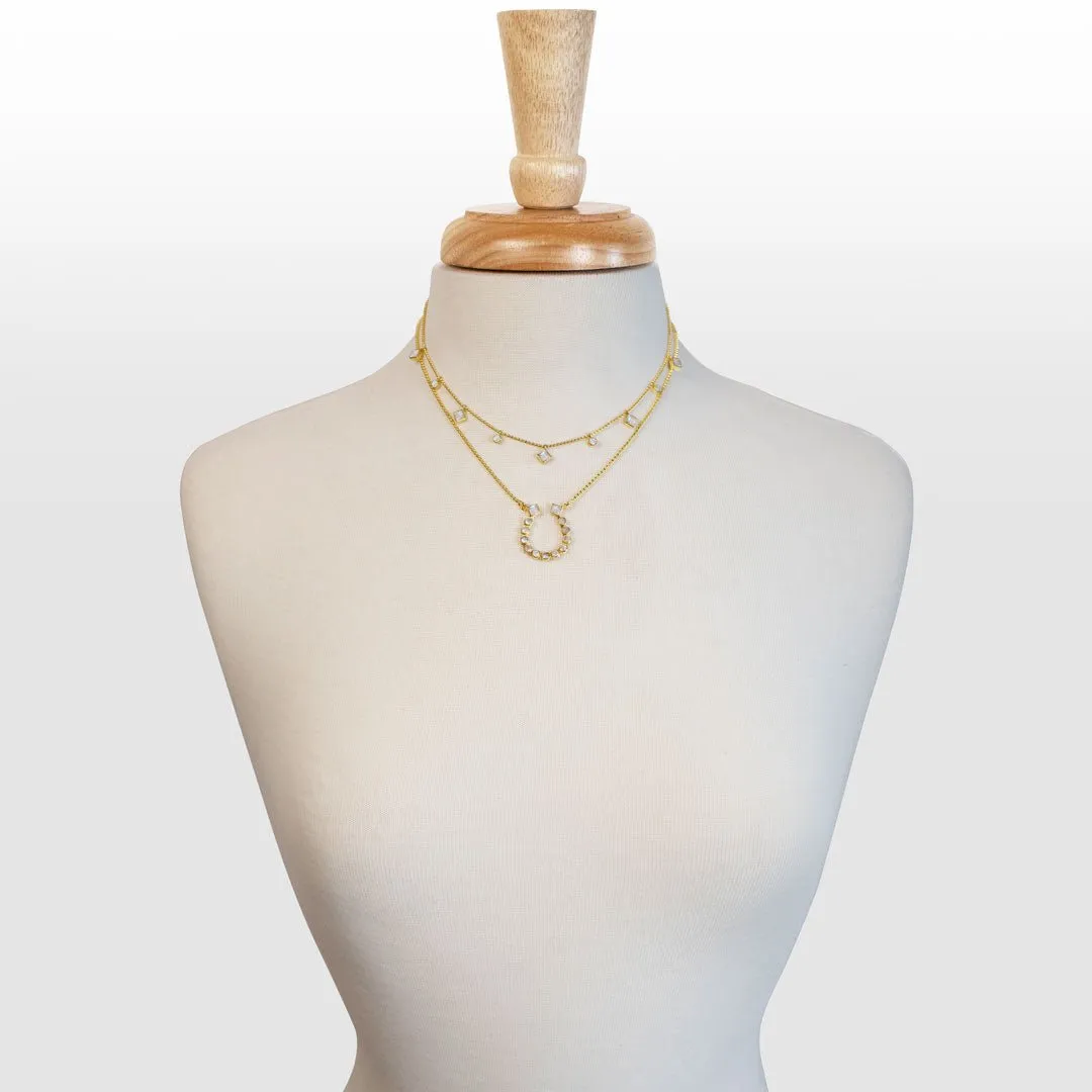 Keepsake - Moonstone and 14K Gold Vermeil Horseshoe Necklace