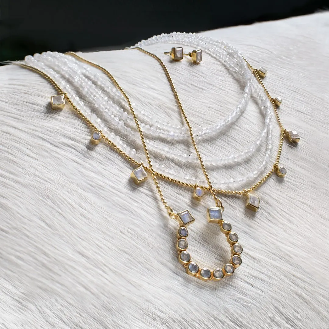 Keepsake - Moonstone and 14K Gold Vermeil Horseshoe Necklace