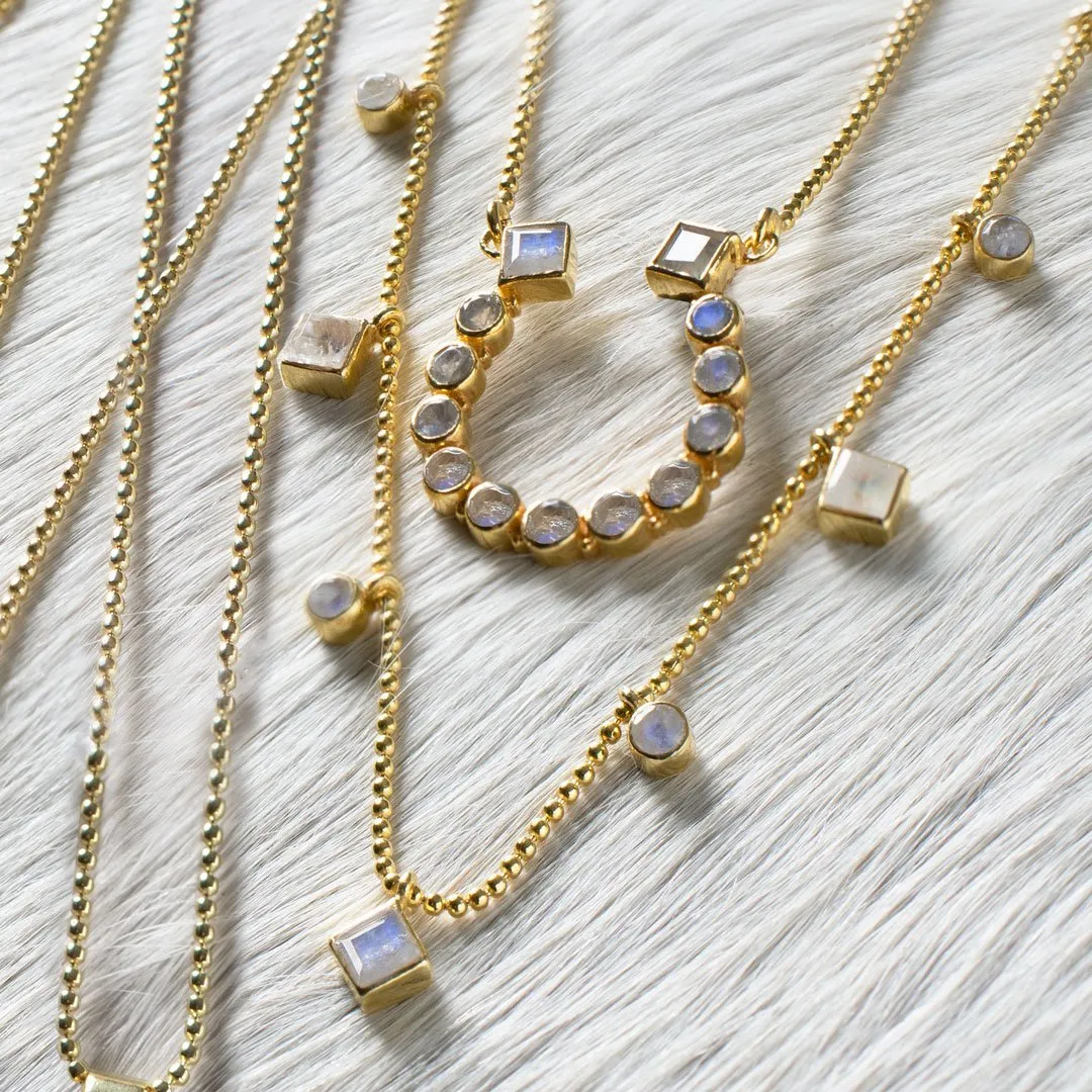 Keepsake - Moonstone and 14K Gold Vermeil Horseshoe Necklace