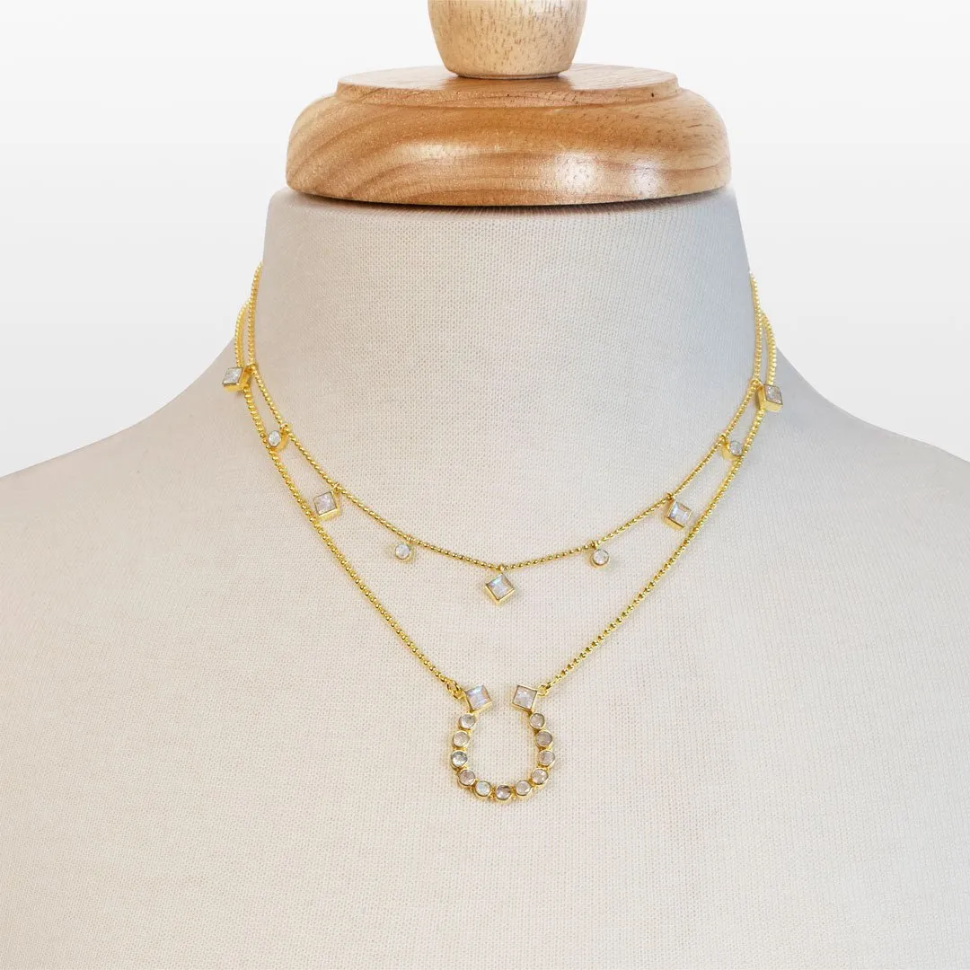 Keepsake - Moonstone and 14K Gold Vermeil Horseshoe Necklace