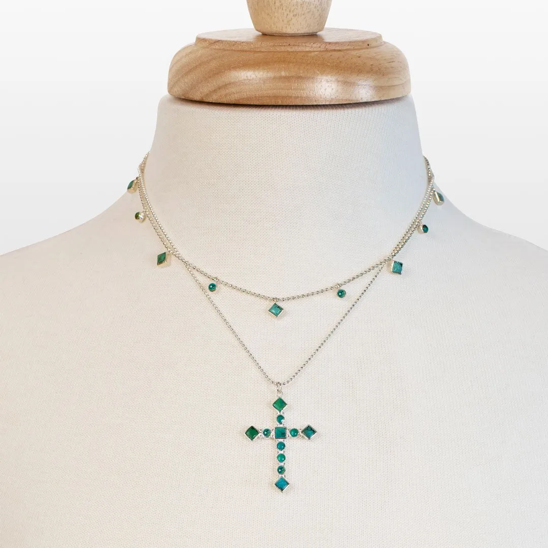 Keepsake - Turquoise and Sterling Silver Cross Charm Necklace