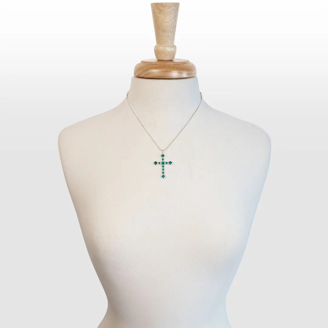 Keepsake - Turquoise and Sterling Silver Cross Charm Necklace