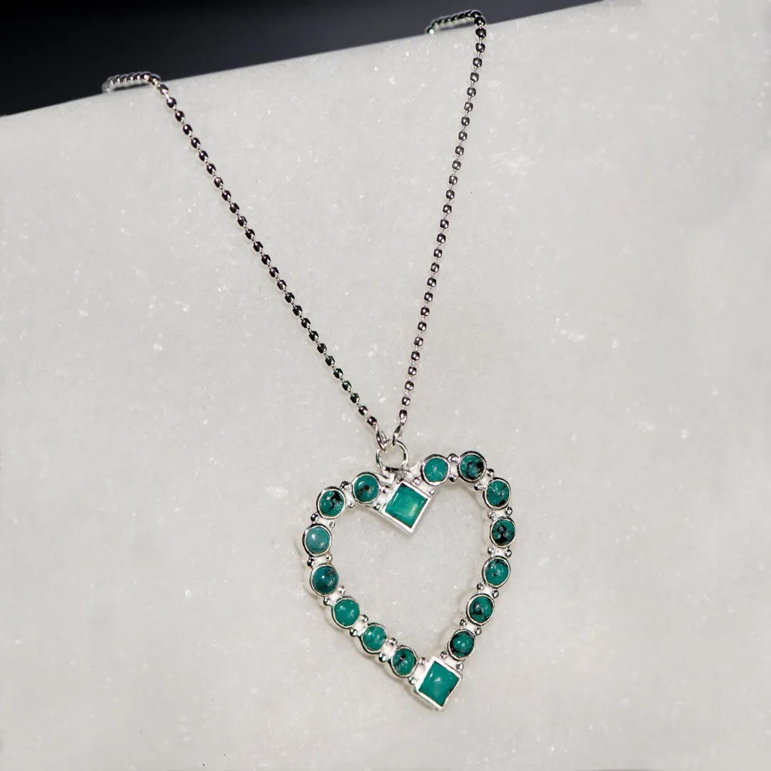 Keepsake - Turquoise and Sterling Silver Heart Charm Necklace