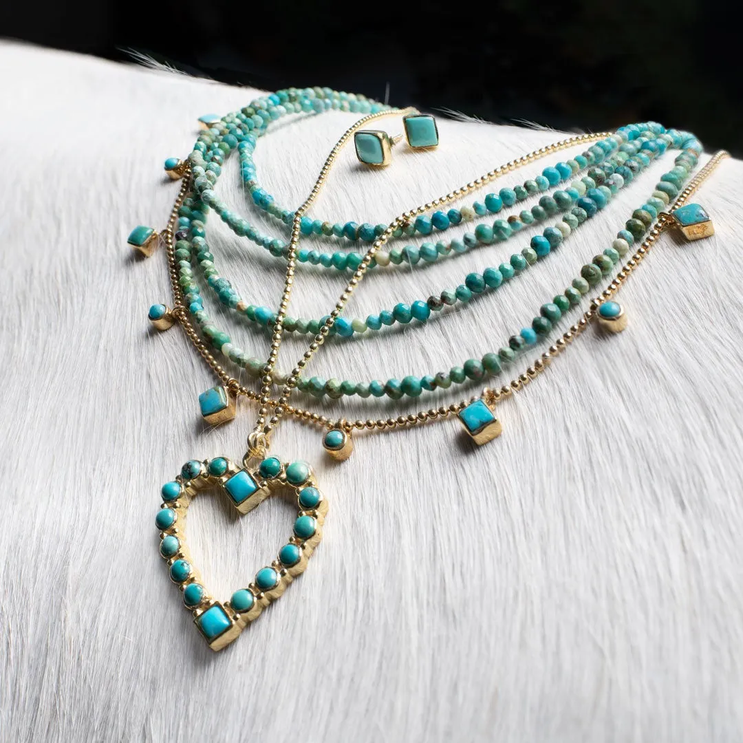 Keepsake - Turquoise and Sterling Silver Heart Charm Necklace